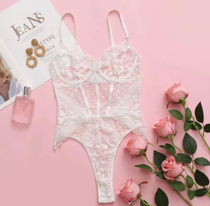 Ariadne | Bridal heart teddy lingerie bodysuit