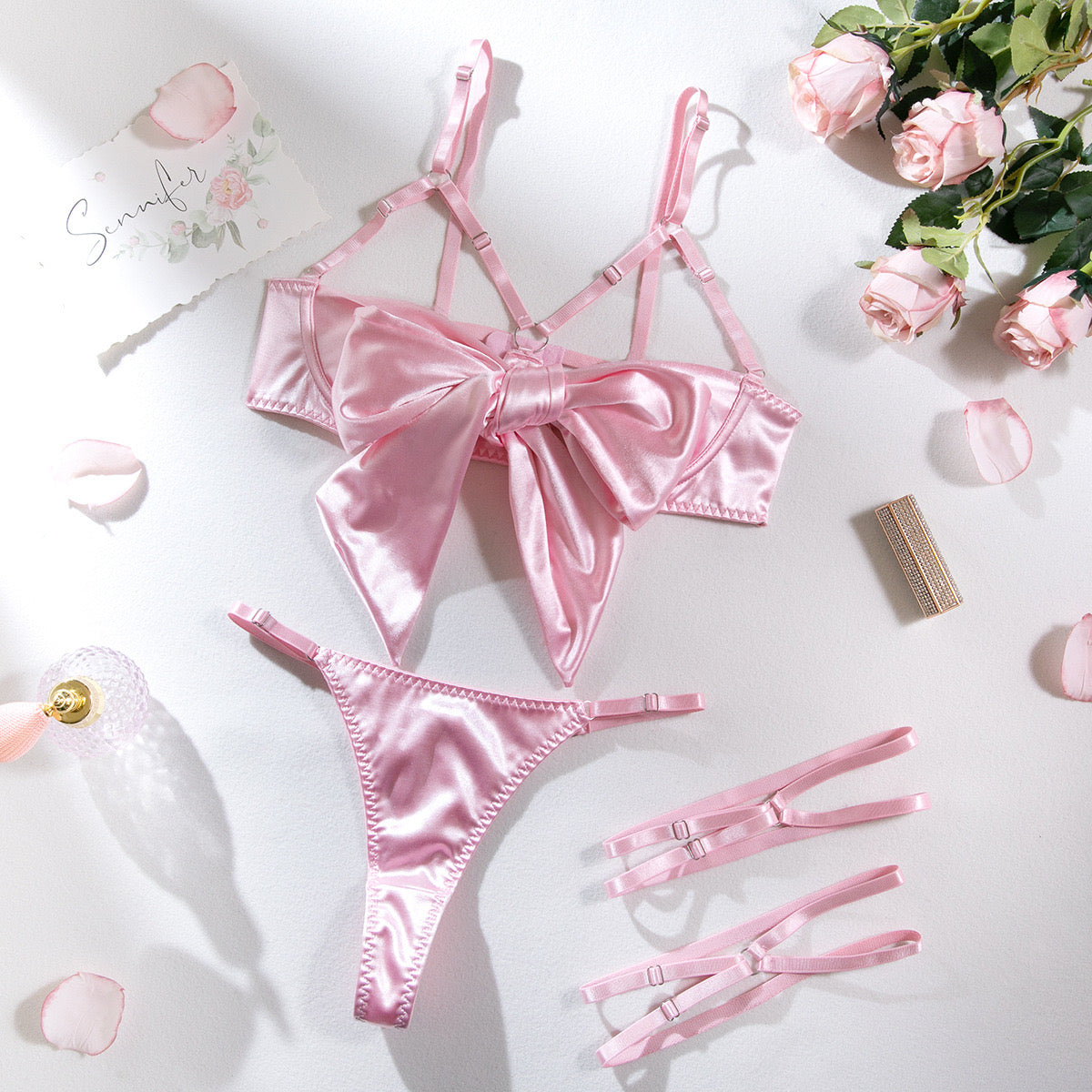Erato | Luxurious hollow bow lingerie set